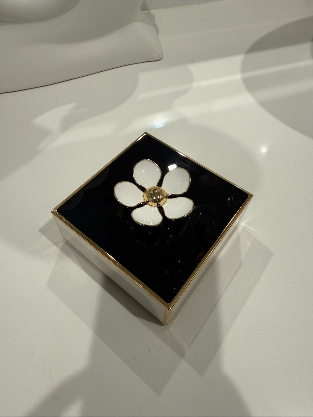 kate spade Black and White Floral Accent Box with Gold Trim